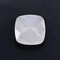 WHITE MILKY QUARTZ CHECKER CUT CUSHION 14MM 8.90 Cts.
