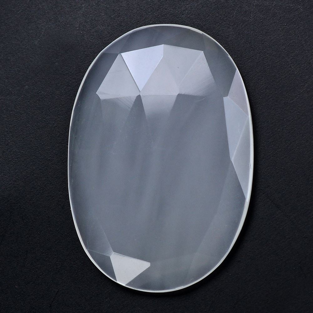 WHITE MILKY QUARTZ ROSE CUT FLAT OVAL CAB 32X22MM 20.50 Cts.