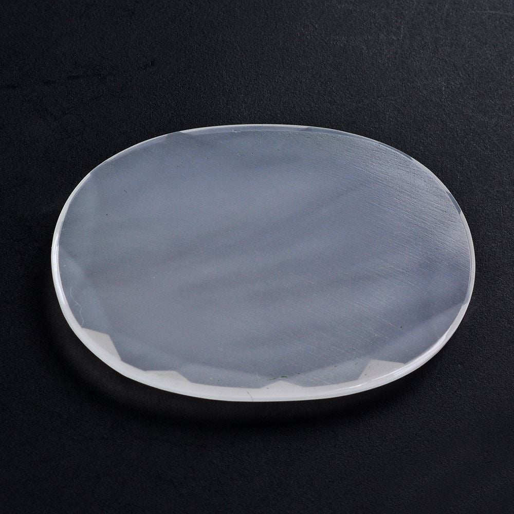 WHITE MILKY QUARTZ ROSE CUT FLAT OVAL CAB 32X22MM 20.50 Cts.
