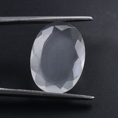 WHITE MILKY QUARTZ BOTH SIDE TABLE CUT OVAL 18X13MM 6.00 Cts.