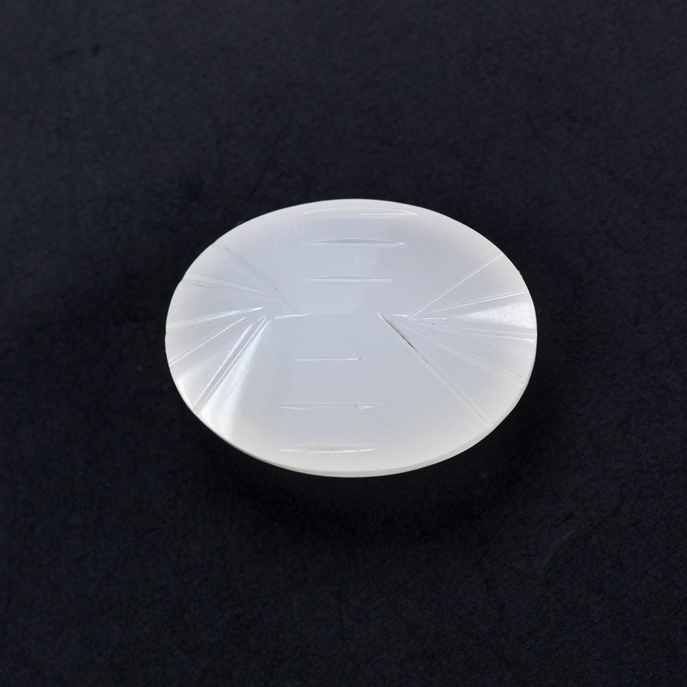 WHITE MILKY QUARTZ BUFFTOP LASER BACK OVAL 16X12MM 9.86 Cts.