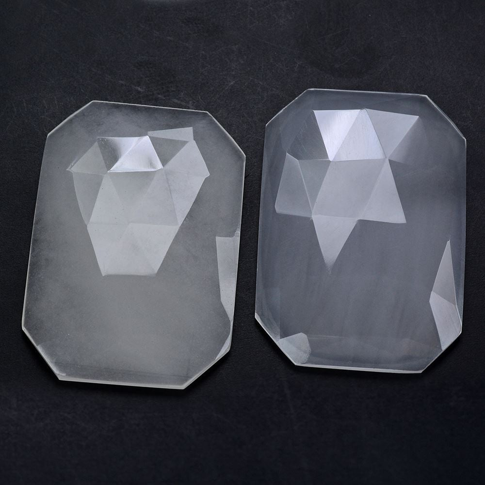 WHITE MILKY QUARTZ ROSE CUT FLAT OCTAGON CAB 36.50X24.50MM 30.60 Cts.