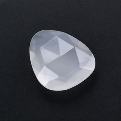 WHITE MILKY QUARTZ ROSE CUT BRIOLETTE IRREGULAR TRILLION 14X12MM 4.89 Cts.