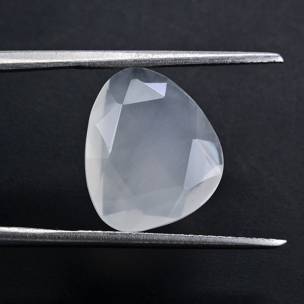 WHITE MILKY QUARTZ ROSE CUT BRIOLETTE IRREGULAR TRILLION 14X12MM 4.89 Cts.