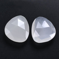 WHITE MILKY QUARTZ ROSE CUT BRIOLETTE IRREGULAR TRILLION 14X12MM 4.89 Cts.