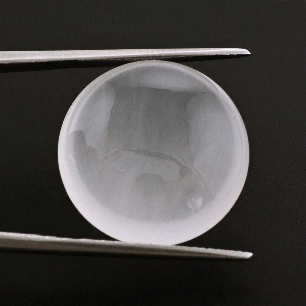 WHITE MILKY QUARTZ LENTIL ROUND 20MM 20.71 Cts.
