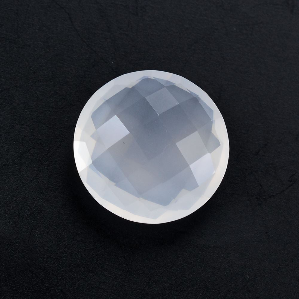 WHITE MILKY QUARTZ BRIOLETTE ROUND 14MM 6.77 Cts.