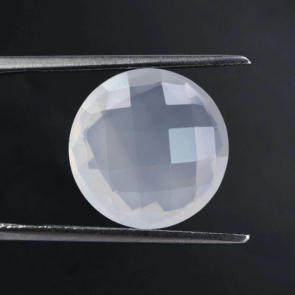 WHITE MILKY QUARTZ BRIOLETTE ROUND 14MM 6.77 Cts.