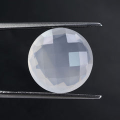 WHITE MILKY QUARTZ BRIOLETTE ROUND 14MM 6.77 Cts.