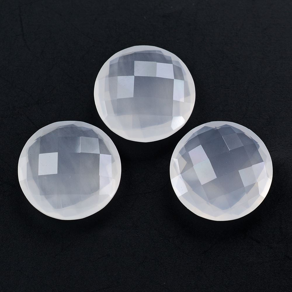 WHITE MILKY QUARTZ BRIOLETTE ROUND 14MM 6.77 Cts.