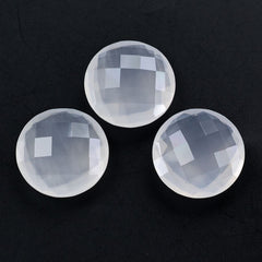 WHITE MILKY QUARTZ BRIOLETTE ROUND 14MM 6.77 Cts.