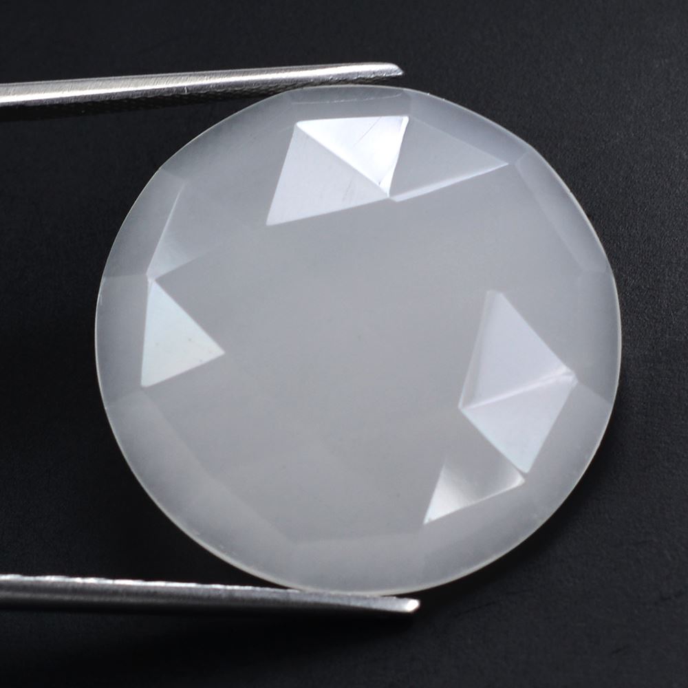 WHITE MILKY QUARTZ ROSE CUT ROUND CAB 25MM 24.95 Cts.