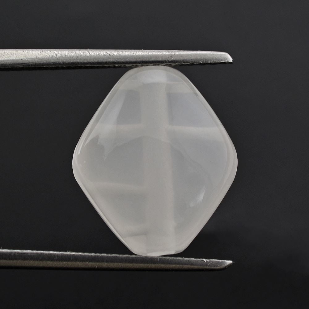 WHITE MILKY QUARTZ LENTIL FANCY SHAPE (WITH GROOVE IN GIRDLE) 14X12MM 7.53 Cts.