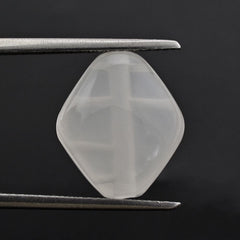 WHITE MILKY QUARTZ LENTIL FANCY SHAPE (WITH GROOVE IN GIRDLE) 14X12MM 7.53 Cts.