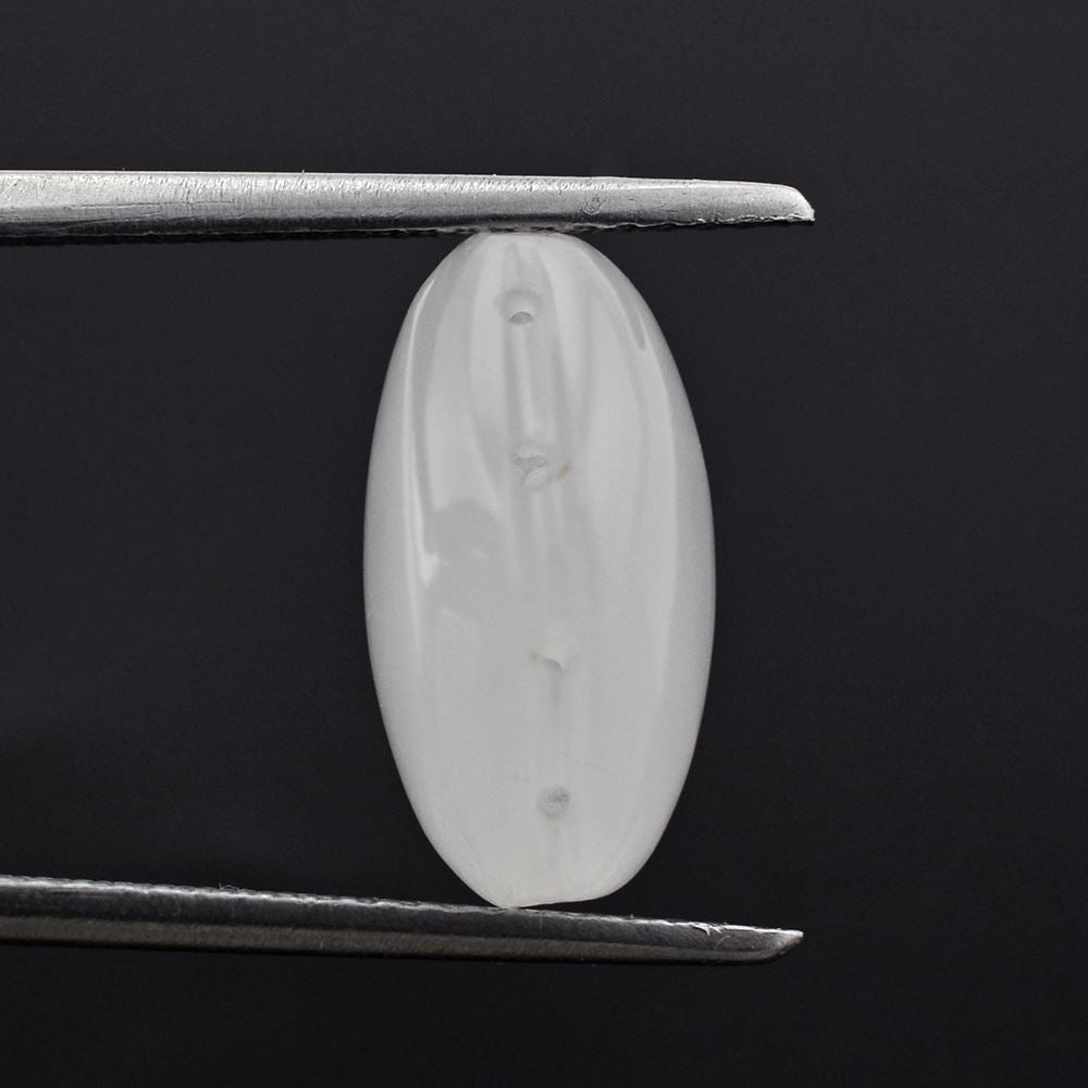 WHITE MILKY QUARTZ LENTIL FANCY SHAPE (WITH GROOVE IN GIRDLE) 14X12MM 7.53 Cts.