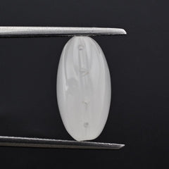 WHITE MILKY QUARTZ LENTIL FANCY SHAPE (WITH GROOVE IN GIRDLE) 14X12MM 7.53 Cts.