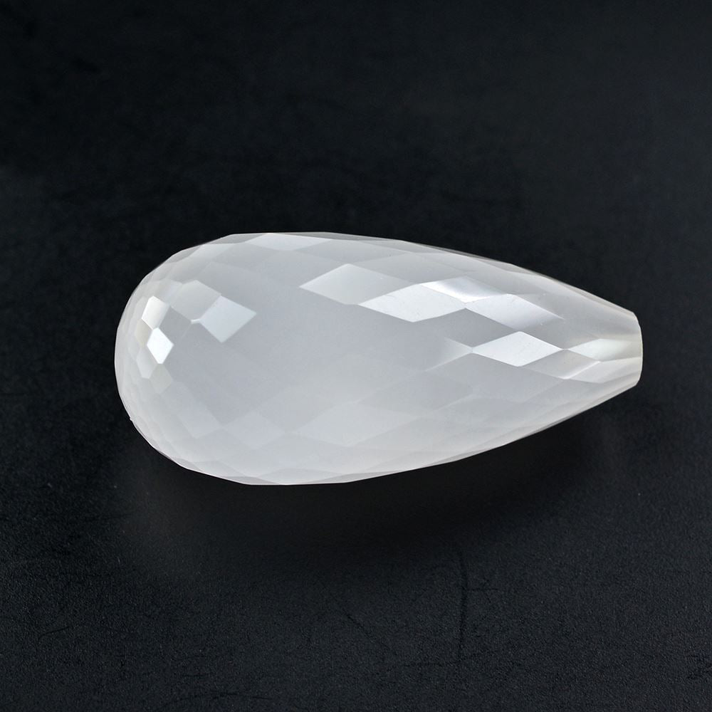 WHITE MILKY QUARTZ FACETED DROP WITH HALF DRILL 26X12.50MM 27.79 Cts.