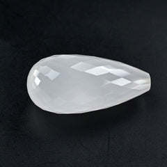 WHITE MILKY QUARTZ FACETED DROP WITH HALF DRILL 26X12.50MM 27.79 Cts.