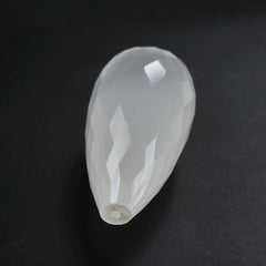 WHITE MILKY QUARTZ FACETED DROP WITH HALF DRILL 26X12.50MM 27.79 Cts.