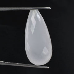 WHITE MILKY QUARTZ FACETED DROP WITH HALF DRILL 26X12.50MM 27.79 Cts.