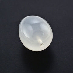 WHITE MILKY QUARTZ PLAIN EGG DROP WITH HALF DRILL 15X12MM 15.40 Cts.