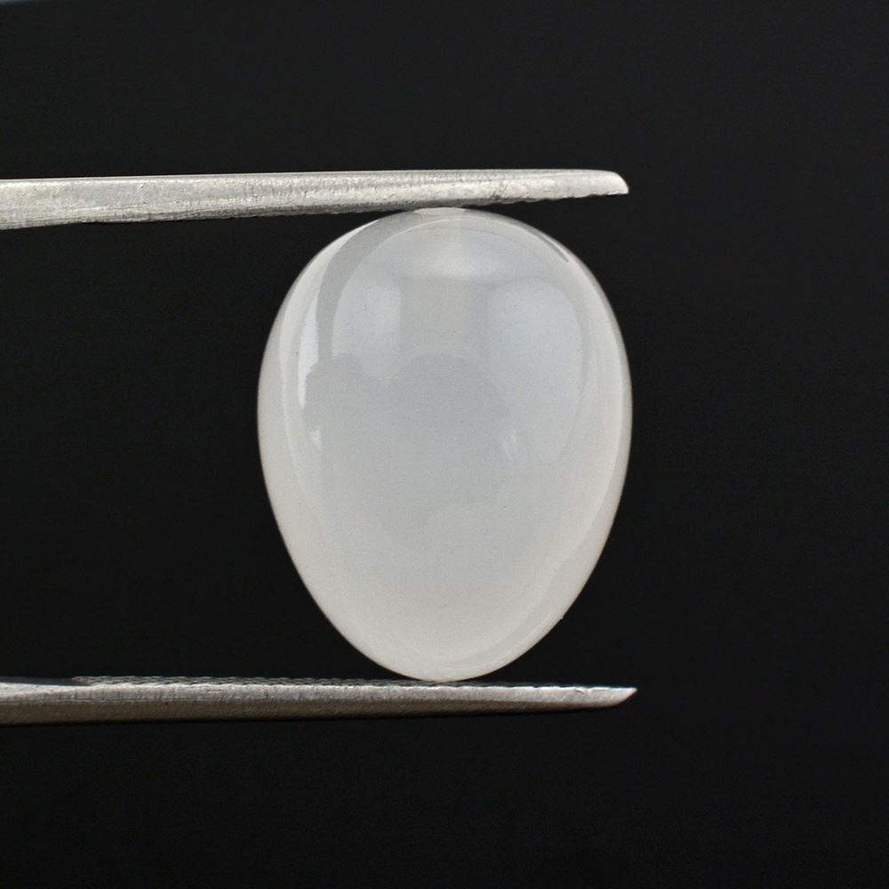 WHITE MILKY QUARTZ PLAIN EGG DROP WITH HALF DRILL 15X12MM 15.40 Cts.