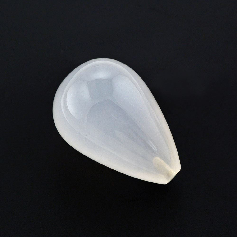 WHITE MILKY QUARTZ PLAIN DROP WITH HALF DRILL 18X12MM 16.08 Cts.