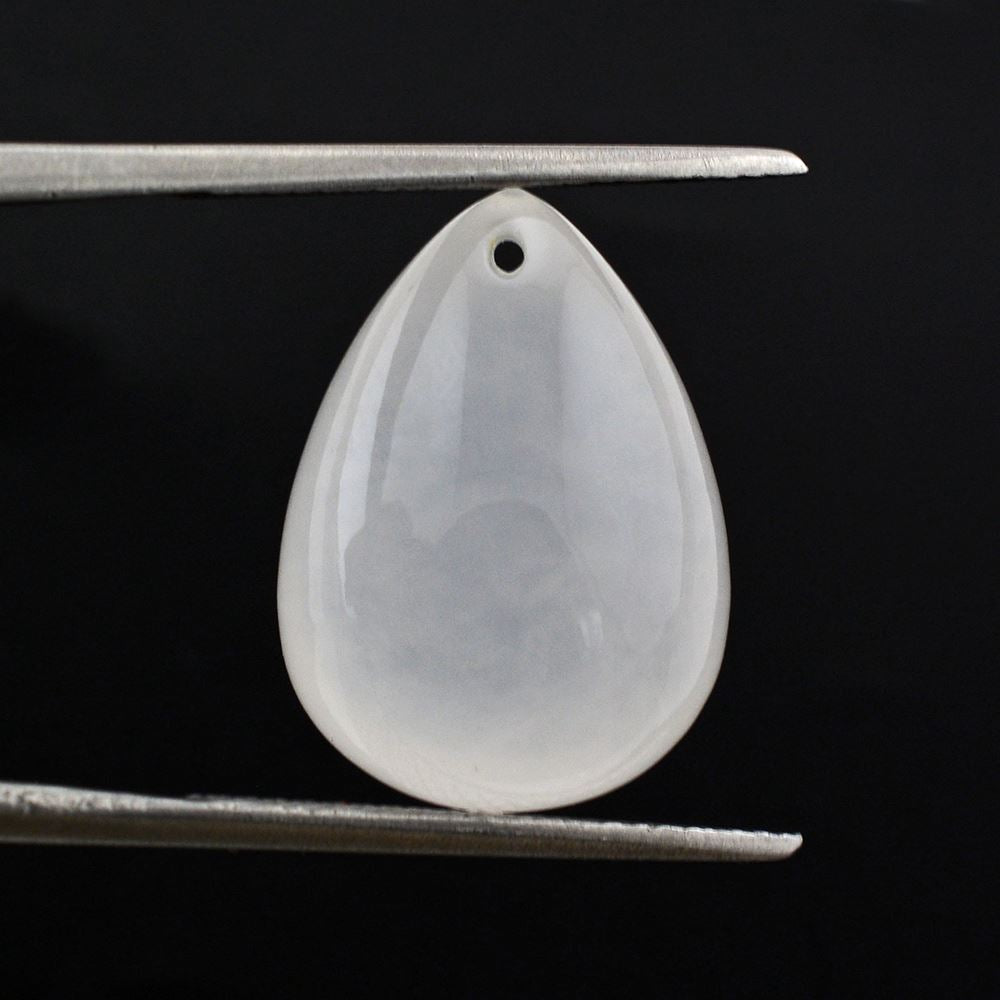 WHITE MILKY QUARTZ PLAIN DROP WITH (FULL DRILL) 18X13MM 19.67 Cts.