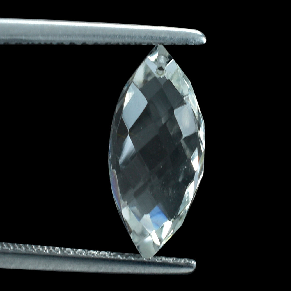 WHITE TOPAZ CHECKER CUT MARQUISE CHOPASA (DES#12) (FULL DRILL) 16X7MM 6.91 Cts.