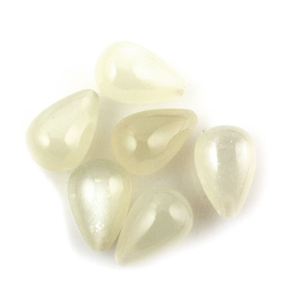 WHITE MOONSTONE PLAIN DROPS (MILKY HALF DRILL) 12X7.70MM 4.61 Cts.