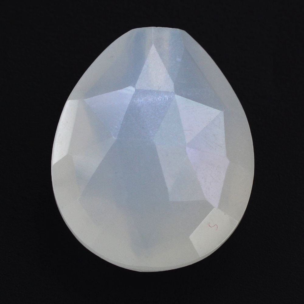 WHITE MOONSTONE ROSE CUT BRIOLETTE PEAR (MILKY) (HALF DRILL 0.70MM) 12X10MM 3.81 Cts.