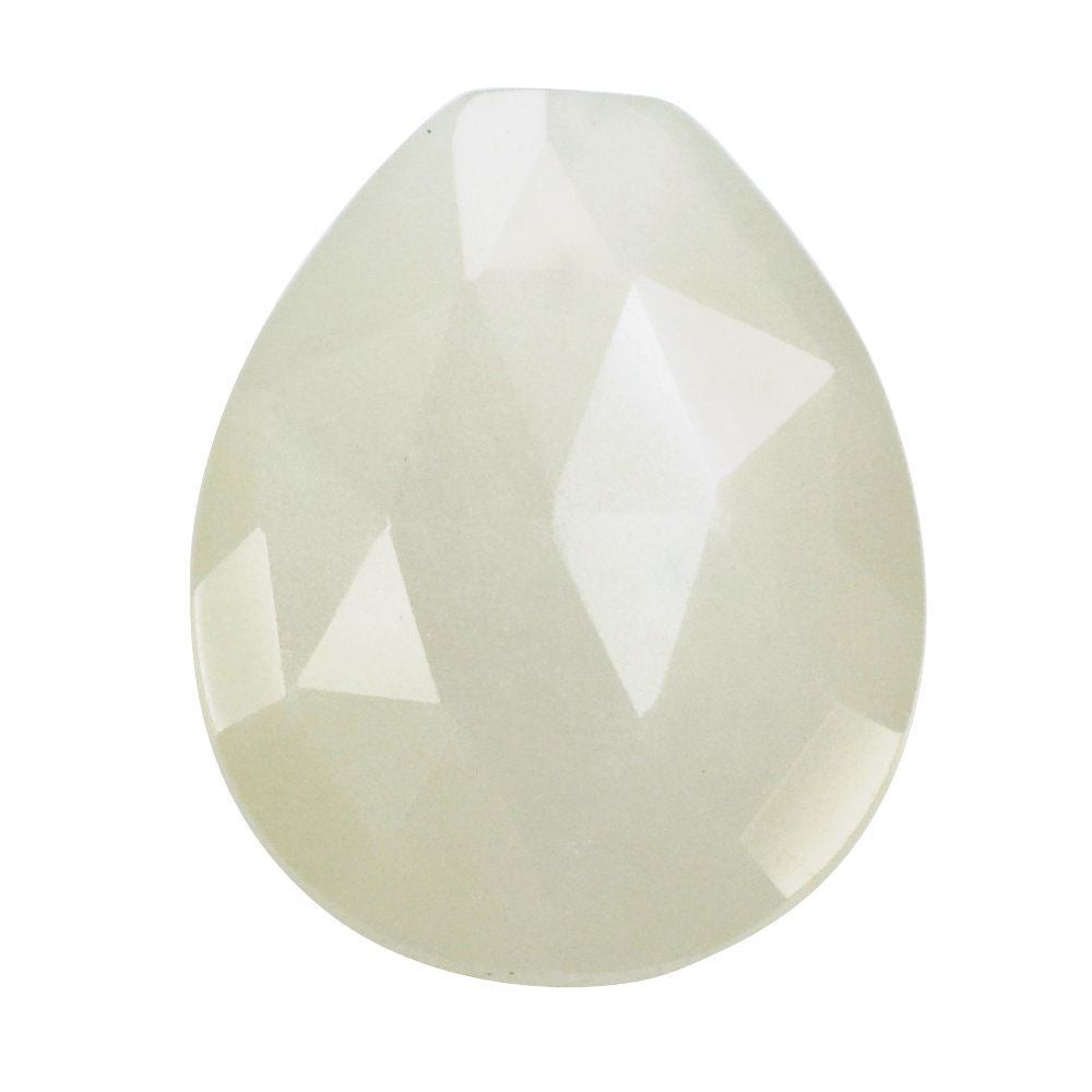 WHITE MOONSTONE ROSE CUT BRIOLETTE PEAR (MILKY) (HALF DRILL 0.70MM) 12X10MM 3.81 Cts.