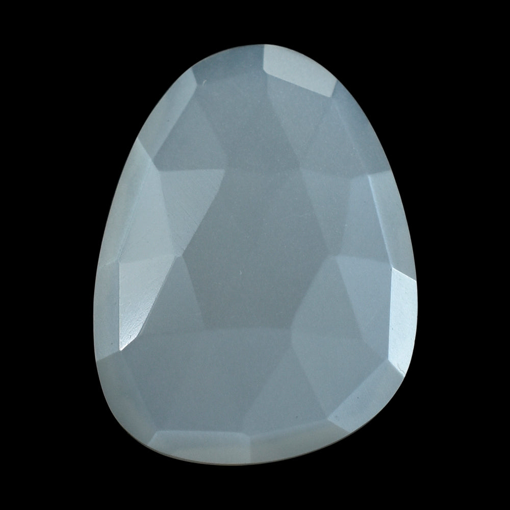 WHITE MOONSTONE ROSE CUT  BRIOLETTE PEARISH 20X15MM 7.97 Cts.