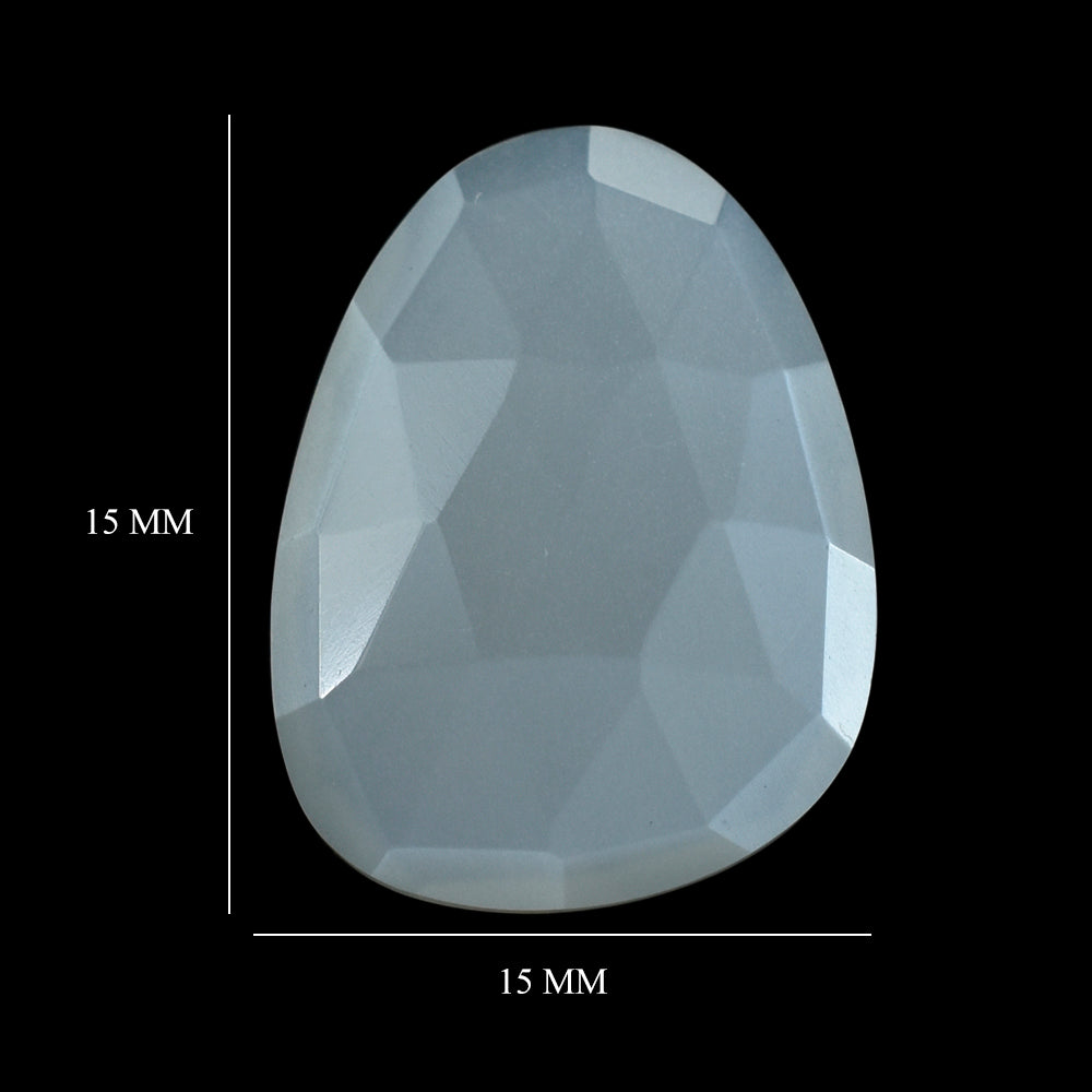 WHITE MOONSTONE ROSE CUT  BRIOLETTE PEARISH 20X15MM 7.97 Cts.