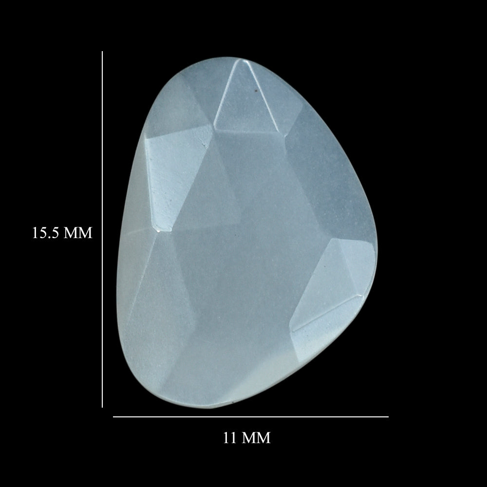 WHITE MOONSTONE ROSE CUT  BRIOLETTE IRREGULAR TRILLION (MILKY) 15.50X11MM 3.97 Cts.