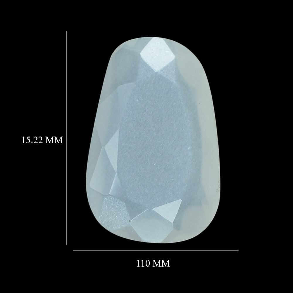 WHITE MOONSTONE BOTH SIDE TABLE CUT IRREGULAR CUSHION (MILKY) 15.22X10.00X7.80MM 4.04 Cts.