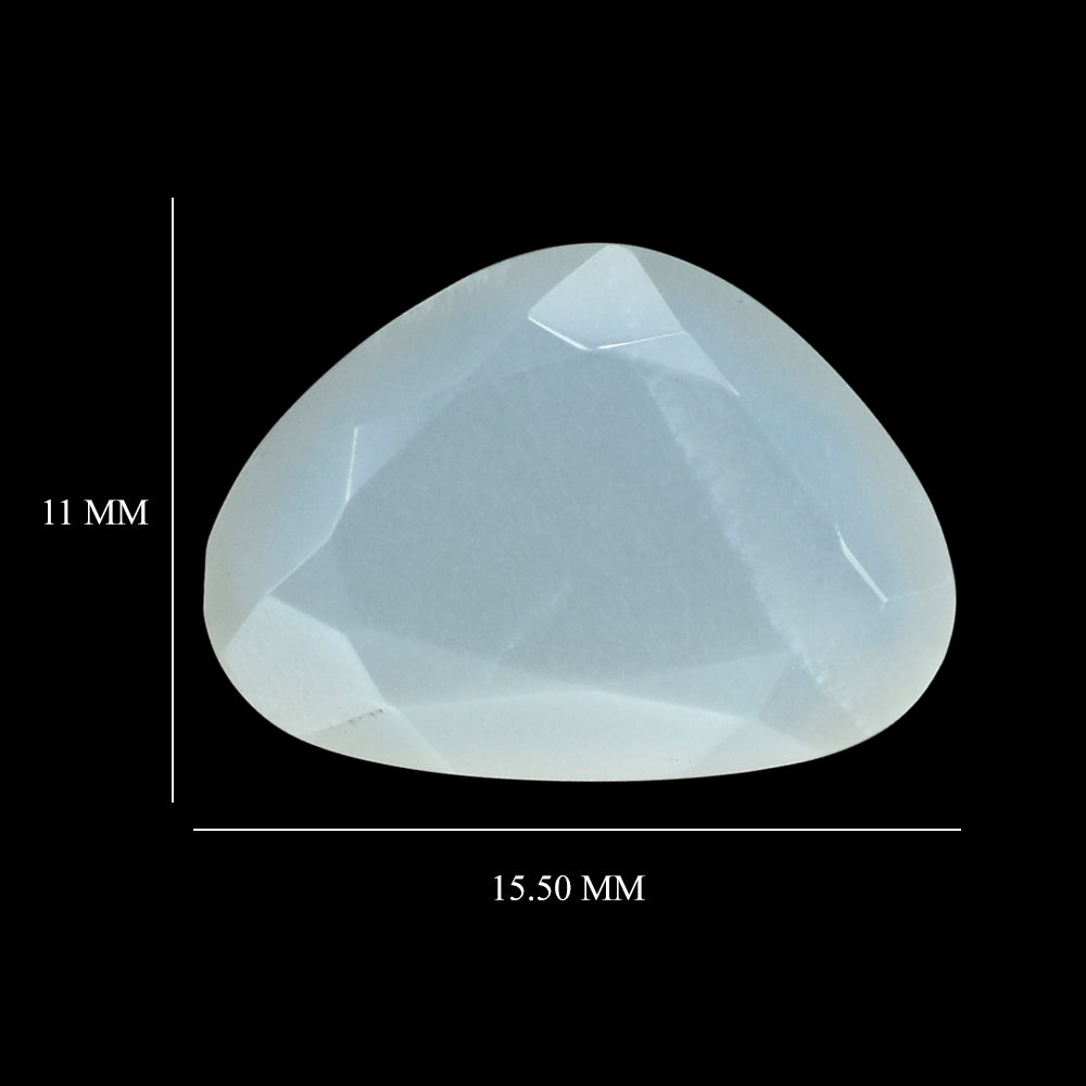 WHITE MOONSTONE BOTH SIDE TABLE CUT IRREGULAR TRILLION (MILKY) 15.50X11MM 4.84 Cts.