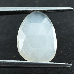WHITE MOONSTONE ROSE CUT BRIOLETTE IRREGULAR PEARISH 14X10MM 3.24 Cts.