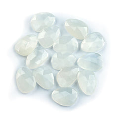 WHITE MOONSTONE ROSE CUT BRIOLETTE IRREGULAR PEARISH 14X10MM 3.24 Cts.