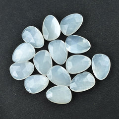 WHITE MOONSTONE ROSE CUT BRIOLETTE IRREGULAR PEARISH 14X10MM 3.24 Cts.