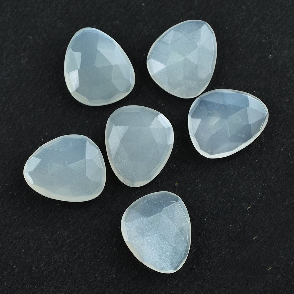 WHITE MOONSTONE ROSE CUT BRIOLETTE IRREGULAR TRILLIONISH 13X11MM 3.70 Cts.
