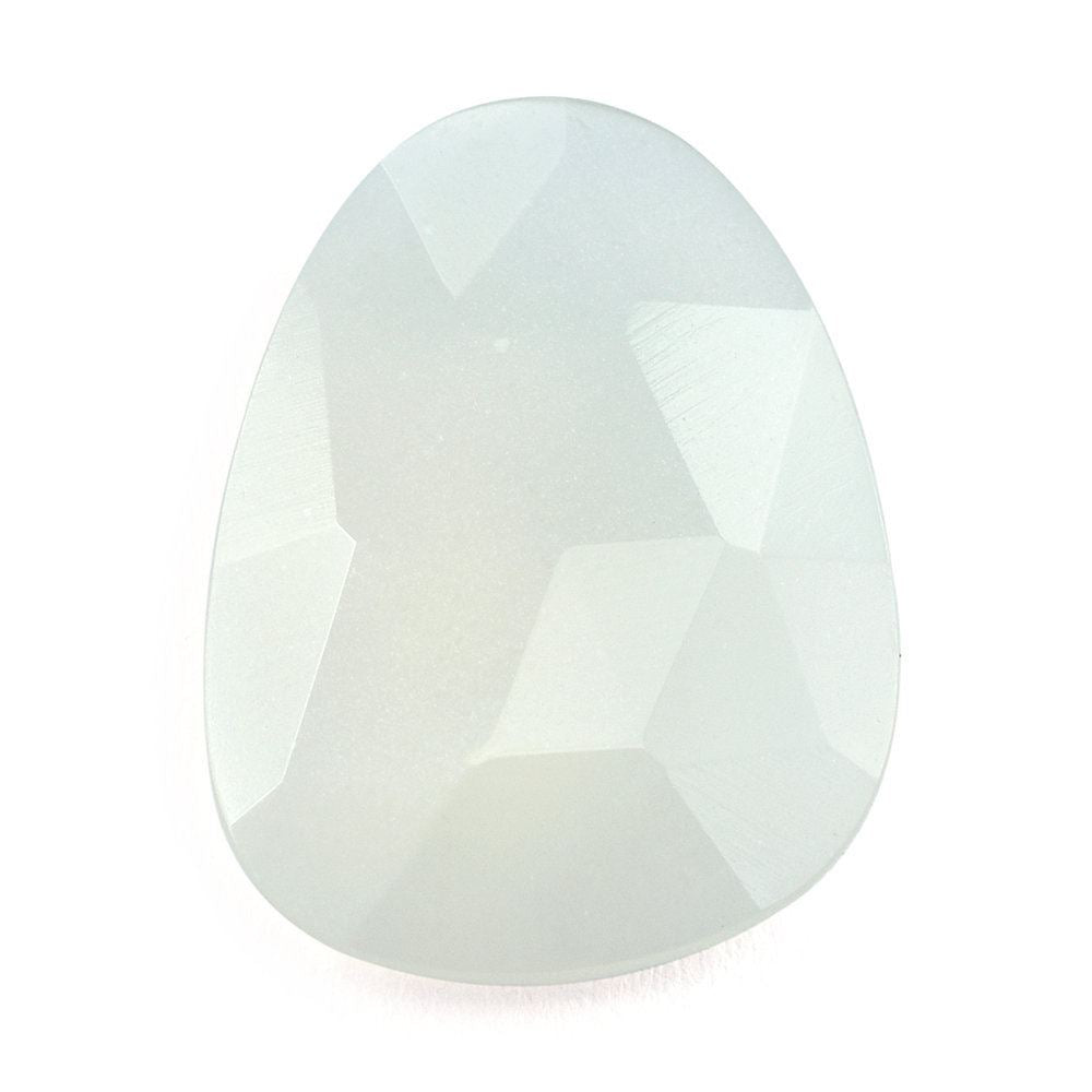 WHITE MOONSTONE ROSE CUT BRIOLETTE IRREGULAR PEARISH 20X15MM 7.48 Cts.