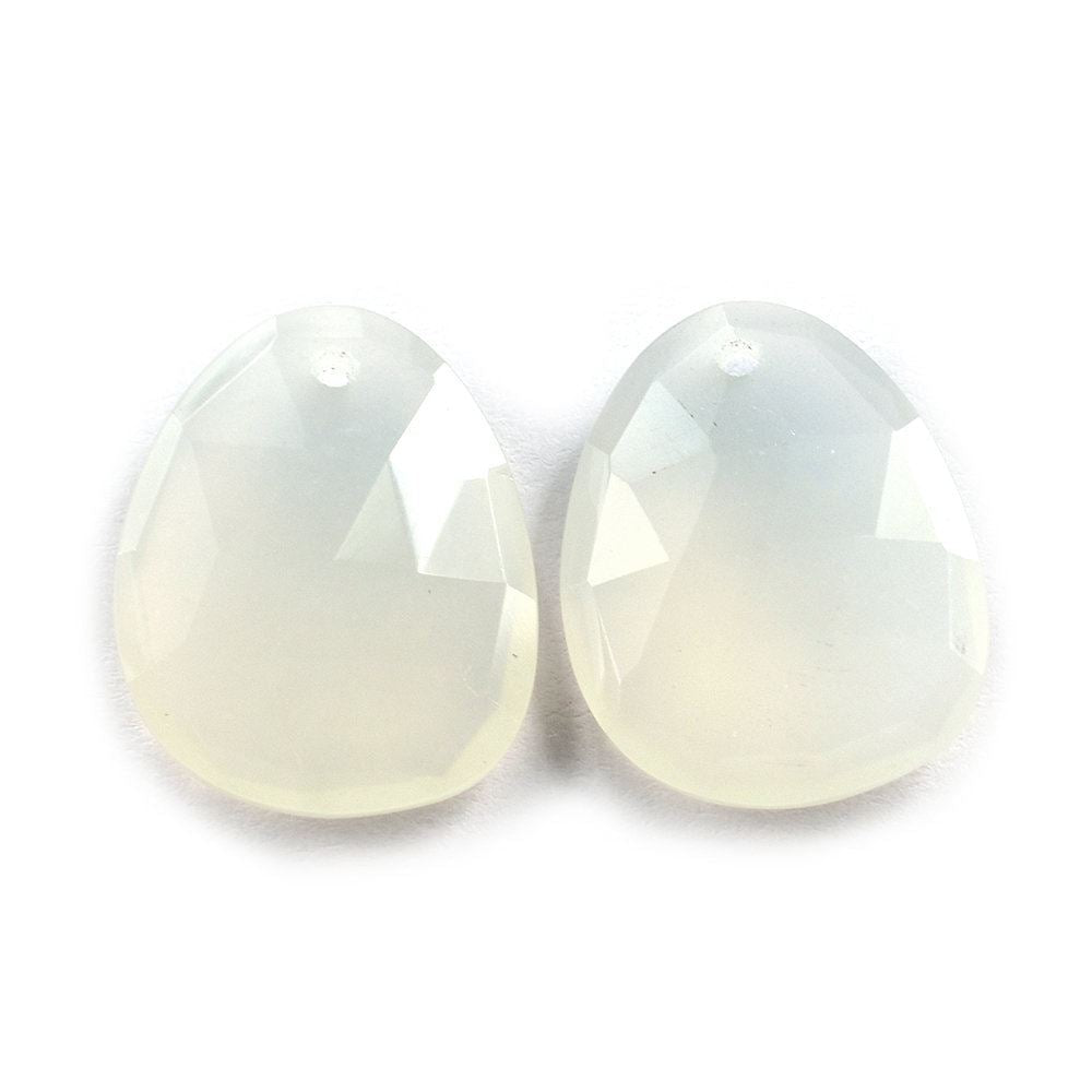 WHITE MOONSTONE ROSE CUT BRIOLETTE PEARISH 15.50X12.50MM 5.18 Cts.