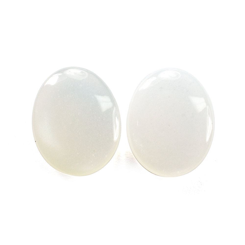 WHITE MOONSTONE PLAIN LENTIL OVAL 15X12MM 5.15 Cts.
