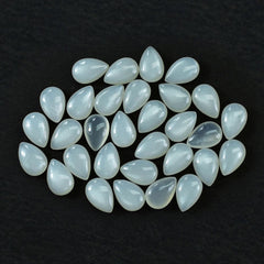 WHITE MOONSTONE PLAIN LENTIL PEAR 9X6MM 1.10 Cts.