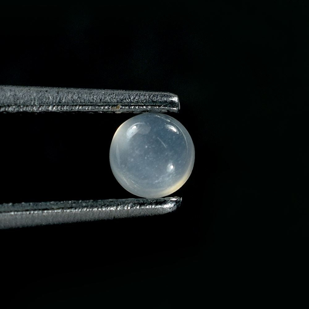 WHITE MOONSTONE PLAIN ROUND CAB (MILKY) 3.50X3.50 MM 0.21 Cts.