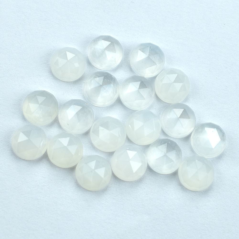 WHITE MOONSTONE ROSE CUT ROUND CAB (MILKY) 6.00X6.00 MM 0.72 Cts.