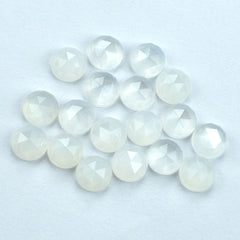 WHITE MOONSTONE ROSE CUT ROUND CAB (MILKY) 6.00X6.00 MM 0.72 Cts.