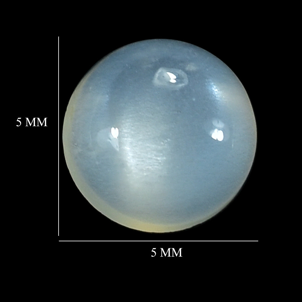 WHITE MOONSTONE PLAIN ROUND CAB (MILKY) 5.00X5.00 MM 0.46 Cts.