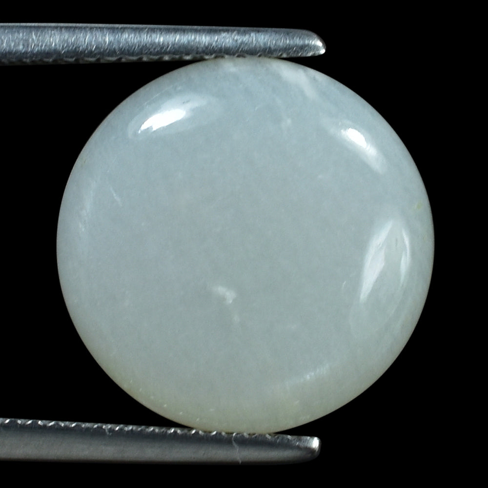 WHITE MOONSTONE PLAIN ROUND CAB (MILKY) 15.00X15.00 MM 6.83 Cts.